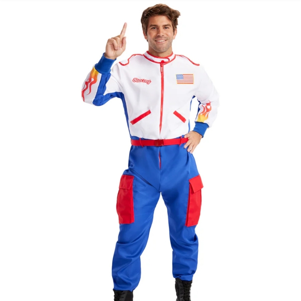 Tipsy Elves Racing Jumpsuit Costume NWT Medium Patriotic Racecar Driver